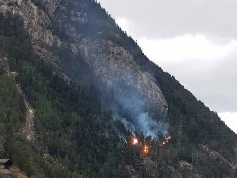 Ein beschädigter Leiter der Höchstspannungsleitung setzte Bäume oberhalb von Gurtnellen in Brand. Die Folge – ein 1½-stündiger Stromausfall. (Foto: zVg)