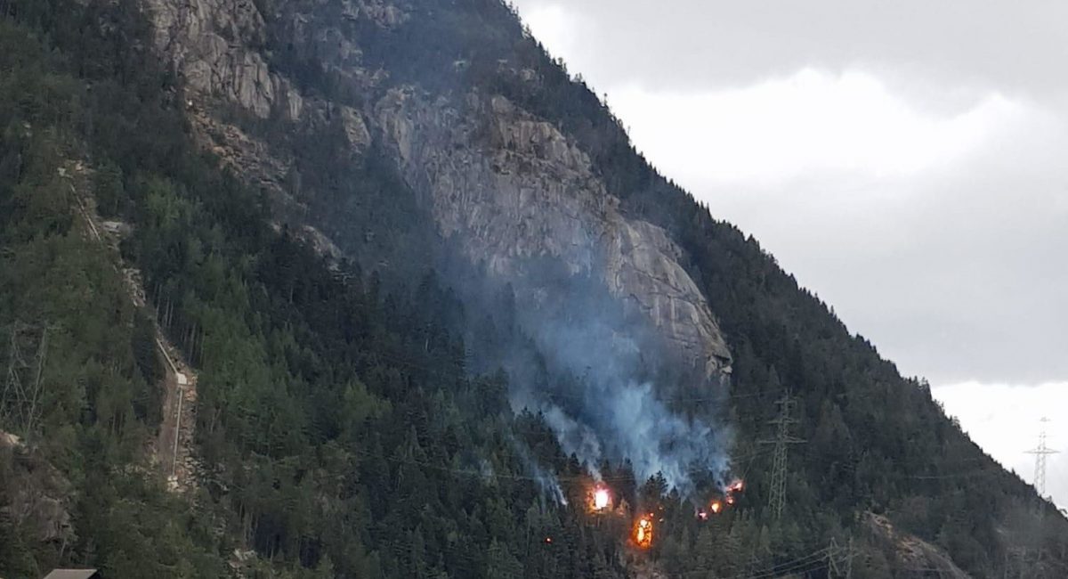 Ein beschädigter Leiter der Höchstspannungsleitung setzte Bäume oberhalb von Gurtnellen in Brand. Die Folge – ein 1½-stündiger Stromausfall. (Foto: zVg)