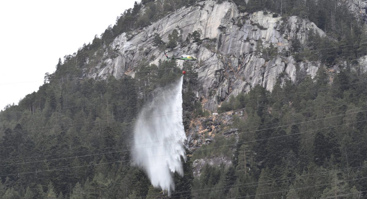 Mithilfe eines Löschhelikopters bekamen Feuerwehrleute den Waldbrand in den Griff. (Foto: Elisa Hipp)